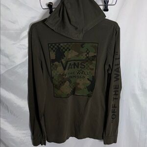 Vans Men's Long Sleeve Tee - Olive Green with Camouflage Print